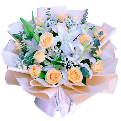 南昌16朵香槟玫瑰2支百合，爱的温暖和幸福
