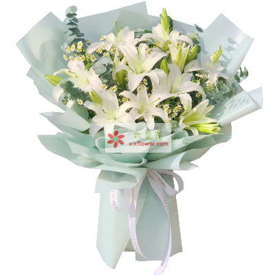 南昌6支白色多头百合，温馨的祝福