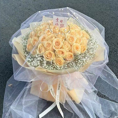 南昌52朵香槟玫瑰满天星，你就是我的全部