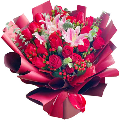 南昌22朵红玫瑰百合，爱的火焰