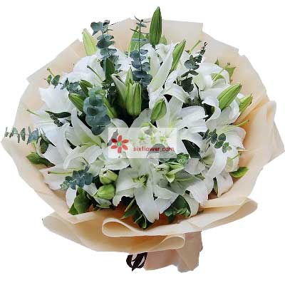 南昌9支白色多头百合，祝福你幸福