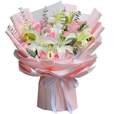 南昌16朵粉玫瑰百合，感情稳定坚固